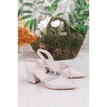 Fort 110-415 Biye Taşlı Alçak Kalın Topuklu Kadın Ayakkabı