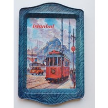 Istanbul Temalı Metal Tepsi, Küçük Boy, 25X16, Şık ve Zarif Tasarım