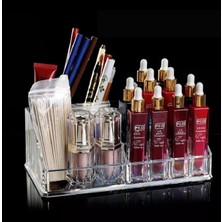 Siyah Piramit Kozmetik Organizer, Düzenli ve Şık Makyaj Saklama Çözümü