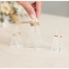 Turuncu 3'lü Yüzük Konileri Seti, Akrilik Düzenleyici ve Tutucu, Mücevher Standı