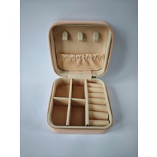 Pudra Renk Dikdörtgen Takı Kutusu, Seyahat Için Şık ve Kullanışlı Tasarım