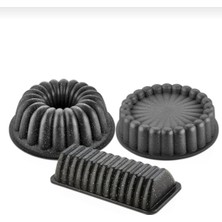 Döküm Granit 3'lü Kek Kalıbı Seti, Dayanıklı ve Şık Tasarım, Kullanışlı Mutfak Dekoru