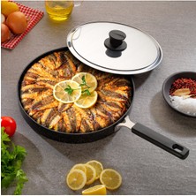 Kapaklı Balık Tavası 32 Cm, 2 Parça, Siyah, Dayanıklı ve Kullanışlı Set