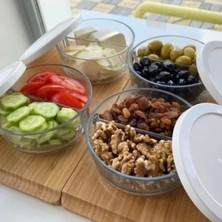 Iki Bölmeli Kahvaltılık Saklama Kabı, 4'lü Beyaz Set