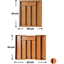 Bambu Ayarlanabilir Çekmece Içi 5-7 Bölmeli Organizer, Büyük Boy, Kahverengi