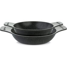 Döküm Güveç Sahan Seti, Kendinden Saplı, 2 Parça, Gri, 20-22CM