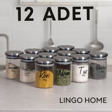 12'li Vakumlu Metal Kapaqlı Cam Baharatlık Seti, 200 Ml, Etiketli, Şık ve Kullanışlı