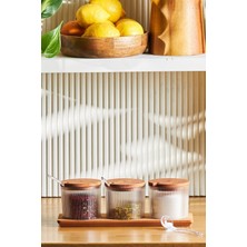 3'lü Kapaklı Baharatlık Seti, Hediyeli, Şeffaf, Standlı, 250-499 ml