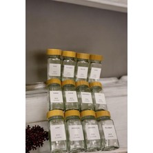 12'li Bambu Kapaklı Kare Formlu Cam Baharatlık Seti