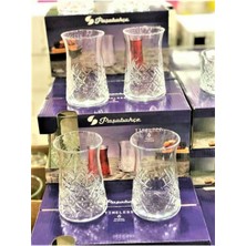 12'li Kristal Kesme Çay Bardağı Seti, Şık ve Dayanıklı Kahverengi Tasarım