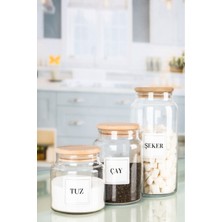 Vakumlu Bambu Kapaklı Set, Şeker, Tuz ve Çay Kavanozları, Şık ve Kullanışlı.