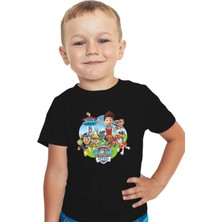 Paw Petrol Desen Baskılı Siyah ve Beyaz Çocuk Tshirt