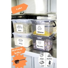 Renkli 4’lü Erzak Saklama Kabı Seti, Etiket ve Ölçü Kaşığı Hediye