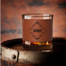 Kişiye Özel Isimli Taba Deri Kaplama Viski Bardağı, Şık ve Özel Tasarım ile Hediye Seçenekleri