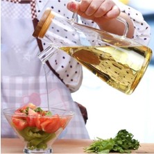 Turuncu Bambu Kapaklı Borosilikat Cam Yağlık ve Sirkelik 900 ml