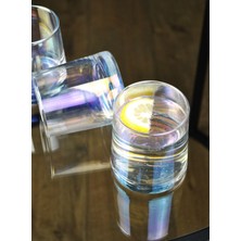 Renkli Hologramlı Cam Meşrubat ve Kokteyl Sunum Bardak Seti, 2'li