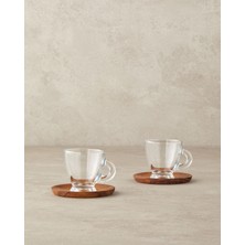 Bordo Ahşap Tabaklı 4'lü Kahve Fincan Takımı, Şık ve Kullanışlı Set