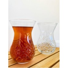 Şık Kesme Kristal Çay Bardağı Takımı, 6'lı Set, Parlak ve Dayanıklı Tasarım