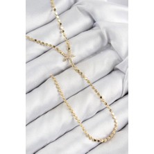 Pirinç Zirkon Taşlı Ezme Zincirli Deniz Yıldızı Model Gold Renk Y Kolye - TJ-BKO10467