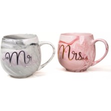 Şık Mermer Desenli 2'li Porselen Kupa Seti, 400 Ml, Hediyelik Kutulu