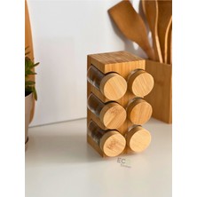 6'lı Bambu Kapaklı Cam Baharatlık Seti, Şık ve Kullanışlı Baharatlık Takımı