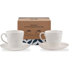 Beyaz 2'li Türk Kahvesi Fincan Takımı, Şık ve Yeni Tasarım