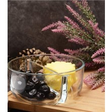 Iki Bölmeli Cam Saklama Kabı Seti, 4'lü, Gri Renkli, Kahvaltılık Düzeni Için Ideal