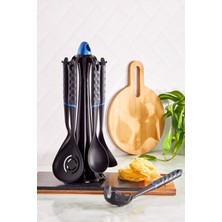 Siyah 6 Parça Standlı Servis Seti, Şık ve Kullanışlı Mutfak Gereçleri