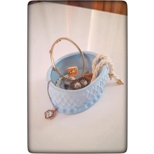 El Yapımı Mavi Dekoratif Beton Makyaj ve Takı Düzenleyici