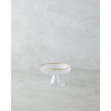 Şeffaf ve Altın Detaylı Cam Sunumluk, 15,5 Cm, Şık ve Zarif Tasarım