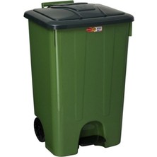 Yeşil 85 Lt Köşeli Pedallı Tekerlekli Çöp Kovası, Şık ve Pratik Tasarım