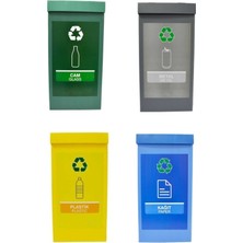 4'lü Geri Dönüşüm Kutusu Seti, Sıfır Atık, Renkli ve Pratik Depolama Çözümü