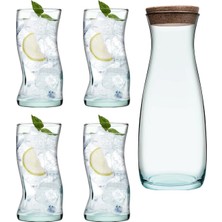 Turuncu Aware Serisi Bardak ve Mantar Kapaklı Karaf 5'li Set