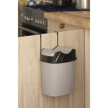 Şık Dolap Içi Askılı Yutan Kapaklı Çöp Kovası, Siyah ve Gri Renkli, SF007