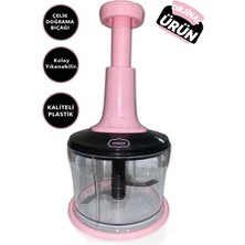 3 Bıçaklı El Rondo, Manuel Mutfak Aleti, Sağlıklı ve Güvenli Sebze Doğrama, Pembe