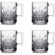 Turuncu Cam Kupa Seti 4'lü 250CC, Şık ve Dayanıklı Orta Boy Kupa Takımı