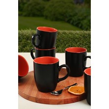 Mat Siyah/turuncu Bulut Kupa Seti 6'lı, 9 Cm, Şık ve Kullanışlı Tasarım