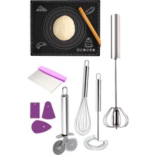 9 Parça Silikon Hamur Açma ve Pratik Çırpıcı Seti, Yemek Hazırlama Malzemeleri