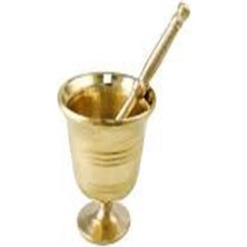 El Yapımı Pirinç Bakır Havan, Sarı Renk, Küçük Boy, Şık ve Dayanıklı Tasarım