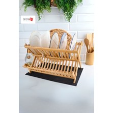 Bambu Ahşap Katlanabilir Büyük Boy 2 Katlı Tabaklık (47X32 Cm) Kahverengi