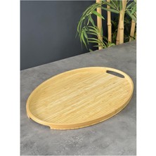 Şık Bambu Oval Büyük Tepsi Kahverengi, Doğal ve Zarif Tasarım