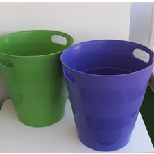Yeşil ve Mor Renkli 12,5 Lt Plastik Çöp Kovası, 2 Adet, Ev ve Ofis Kullanımı