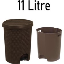 11 Litre Pedallı Plastik Çöp Kovası, Kahverengi Damla Tasarım