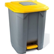 50 Lt Sarı Kapaklı Bahçe Çöp Kovası, Gri, Dayanıklı ve Pratik Kullanım