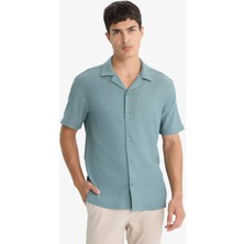 DeFacto Modern Fit Polo Yaka Dokulu Penye Kısa Kollu Gömlek C4125AX25SM