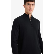 DeFacto Standart Fit Dik Yaka Yarım Fermuarlı Triko Kazak D0624AX25AU