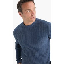 DeFacto Standart Fit Bisiklet Yaka Basic Dokulu Triko Kazak E0811AX25WN