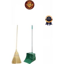 Ahşap Saplı Çalı Ot Süpürge ve Faraşlı Kürek 2'li Set