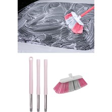 3 Parçalı 115 cm Pembe Saplı Araç Yıkama Fırça Seti