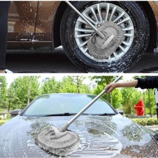 Teleskopik Oto Yıkama Fırçası ve Mikrofiber Bezli Set, Hediye Bezli, Gri Renk